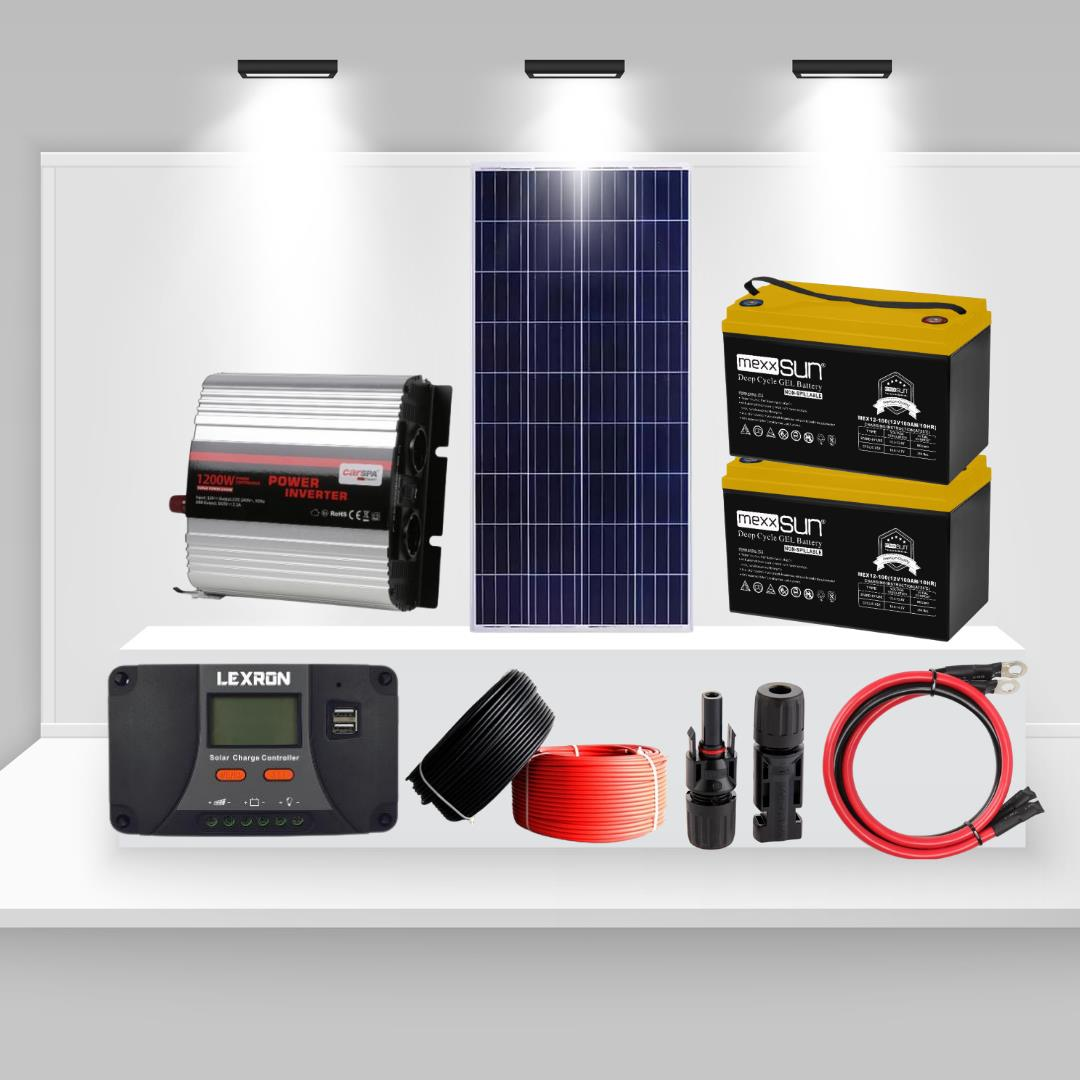 Mini Bağ Evi İçin 170W Güneş Paneli ve 1200W İnverterli Solar Enerji Paketi