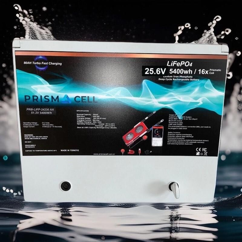 Lifepo4 210ah 25.6 volt prizmatik smart bluetooth 5400 watt akü TURBO CHARGING solar akü