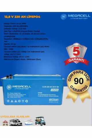 12.8V 220Ah LiFePO4 Lityum Demir Fosfat Akü(ABS Kasa)