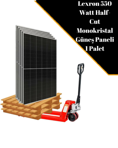 Lexron 550 Watt Half-Cut Monokristal Güneş Paneli 1 Palet