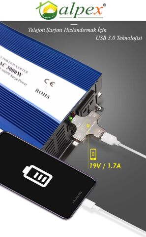 1000 WATT 12 VOLT TAM SİNÜS İNVERTER