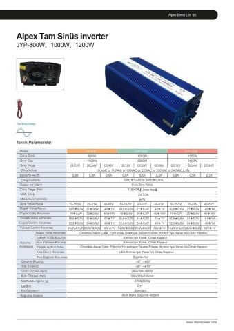 1000 WATT 12 VOLT TAM SİNÜS İNVERTER