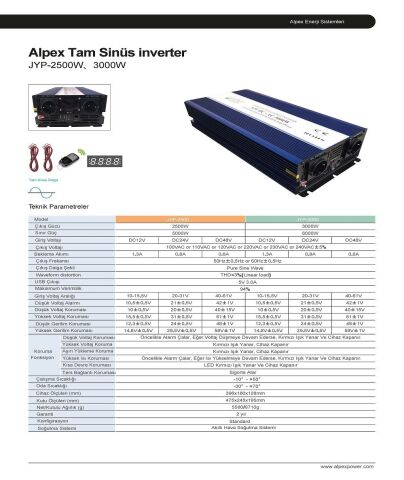 3000 WATT 24 VOLT TAM SİNÜS DİĞİTAL EKRANLI İNVERTER