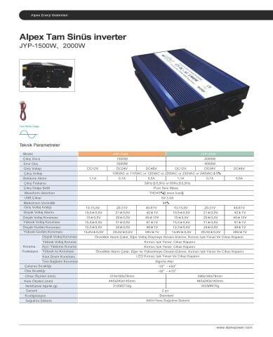 1500 WATT 24 VOLT TAM SİNÜS İNVERTER