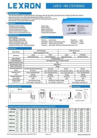 Lexron 12v 160 amper jel akü
