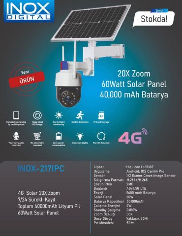 ınox-217ıpc solar kamera hd 1080p 4g solar panel pt ıp