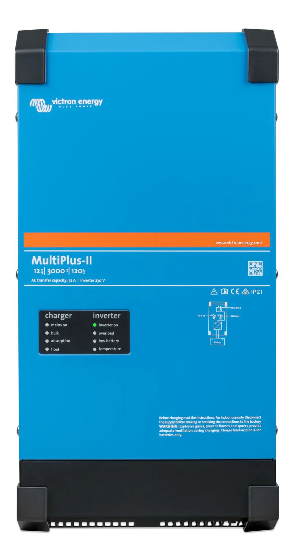 Victron İnvertör/Şarj Cihazı MultiPlus-II 12/3000/120-32 Inverter/Charger (PMP122305010)