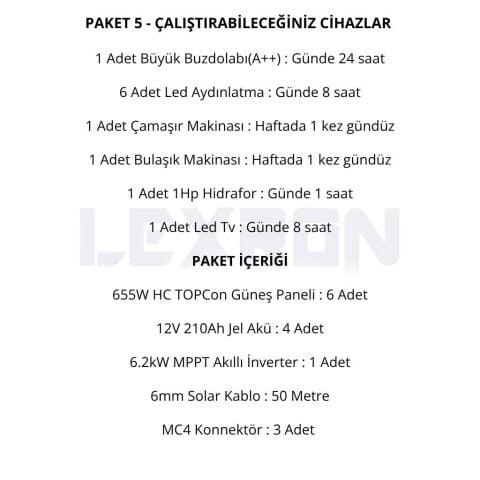 6.2kW JEL AKÜLÜ SOLAR PAKET SİSTEM 1 (PAKET 5)