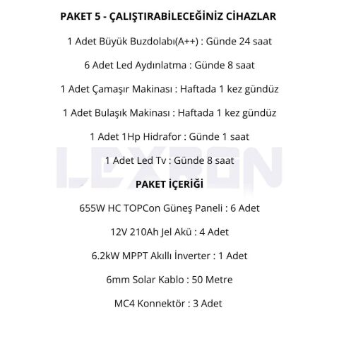 6.2kW JEL AKÜLÜ SOLAR PAKET SİSTEM 1 (PAKET 5)