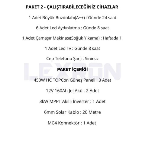 3kW JEL AKÜLÜ SOLAR PAKET SİSTEM 1 (PAKET 2)