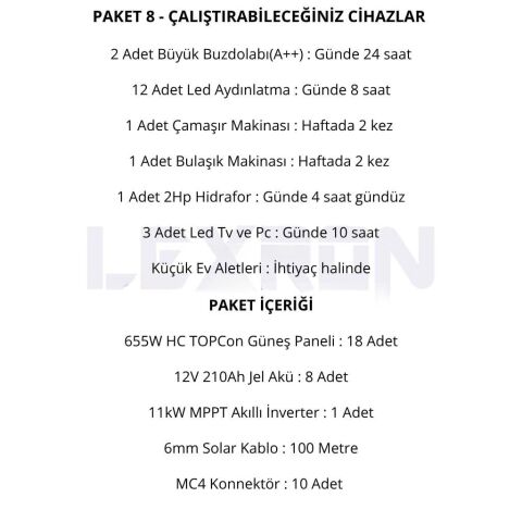 11kW JEL AKÜLÜ SOLAR PAKET SİSTEM 1 (PAKET 8)