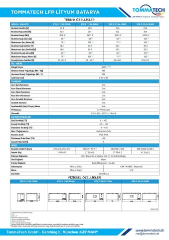 TommaTech Modüler Serisi 12.8V 204AH G2 LFP Lityum Batarya