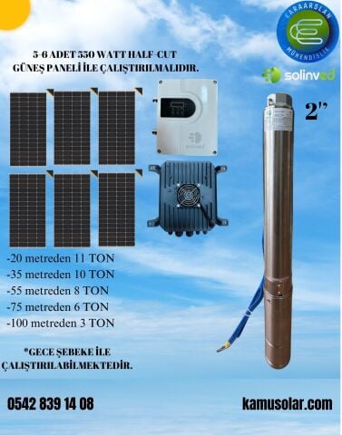 Maksimum.125 Metreden Saatte 14 Ton Su - 200V 2200W Tonajlı Derin Kuyu Solar Dalgıç Pompa