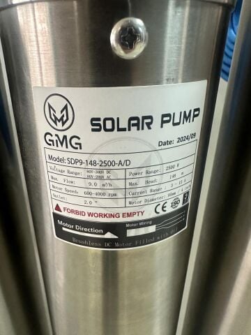 Maksimum.148 Metreden Saatte 9 Ton Su - 200V 2500W Tonajlı Derin Kuyu Solar ve Şebeke ile çalışan Dalgıç Pompa