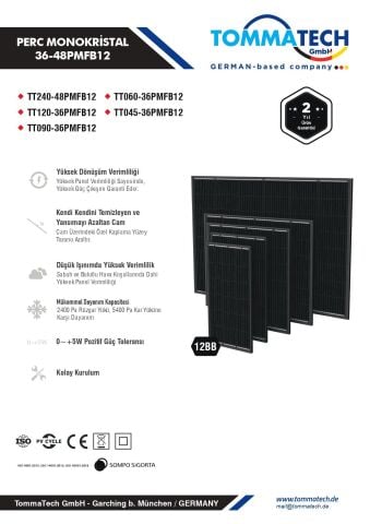 Tommatech 240Wp Full Black 48PMFB12 Güneş Paneli