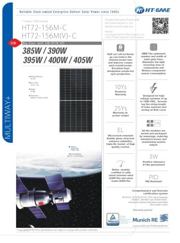 Ht solar 395 w watt monokristal güneş paneli ht solar
