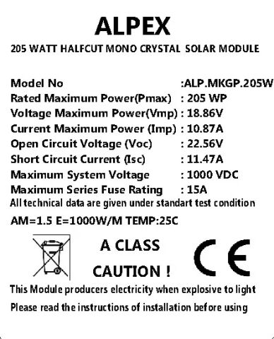 205 W HALF CUT MONOKRİSTAL GÜNEŞ PANELİ