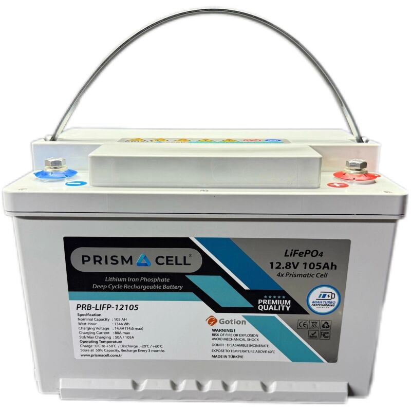 Prismacell Lifepo4 akü 105ah 12.8 volt TURBO FAST CHARGING karavan, marin, solar yaşam aküsü