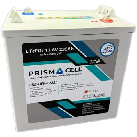 Prismacell LIFEPO4 akü 235ah 12.8 volt TURBO FAST CHARGING karavan, marin, solar yaşam aküsü