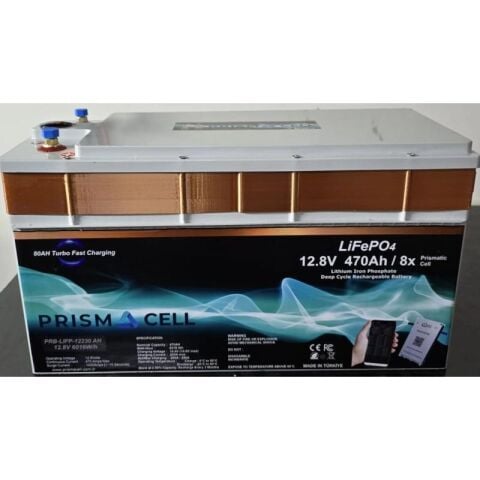 Lifepo4 akü 470ah 12.8 volt bluetooth smart bms karavan, marin, solar